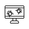 Desktop bugs cyber attack icon. Simple line, outline vector elements of hacks icons for ui and ux, website or mobile application