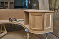 Classic desktop. Desktop building process. Wooden furniture manufacturing process