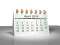 Desktop Calendar (3D). April, 2010. Royalty Free Stock Photo