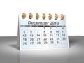 Desktop Calendar (3D). December, 2010. Royalty Free Stock Photo