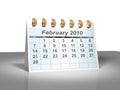 Desktop Calendar (3D). February, 2010. Royalty Free Stock Photo