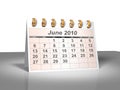 Desktop Calendar (3D). June, 2010. Royalty Free Stock Photo