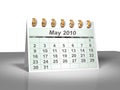 Desktop Calendar (3D). May, 2010. Royalty Free Stock Photo