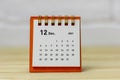 Desktop calendar for December 2021.Calendar for planning for the month Royalty Free Stock Photo