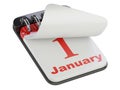 Desktop calendar  with flipped page new year first january Royalty Free Stock Photo