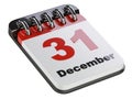 Desktop calendar with last day year 31 December