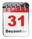 Desktop calendar with last day year 31 december Royalty Free Stock Photo