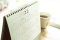Desktop calendar 2022 with tea cup