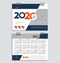 Desktop calendar for 2020. Template. Royalty Free Stock Photo