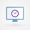 Desktop and clock. Concept of tome, productivity. Vector illustration, flat design