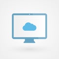 Desktop and cloud. Concept of cloud computing. Vector illustration, flat design Royalty Free Stock Photo