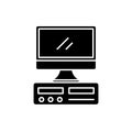 Desktop computer black icon, vector sign on isolated background. Desktop computer concept symbol, illustration Royalty Free Stock Photo