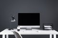 desktop computer with blank screen with keyboard and computer mouse Royalty Free Stock Photo