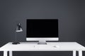 desktop computer with blank screen with keyboard and computer mouse Royalty Free Stock Photo