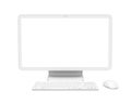 Desktop Computer with a Blank White Screen Monitor, Keyboard and Mouse Isolated