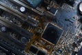 Desktop Computer Burned Damage after fire Burning CPU GPU video card, memory, chip , cooler Royalty Free Stock Photo