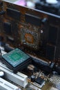 Desktop Computer Burned Damage after fire Burning CPU GPU video card, memory, chip , cooler Royalty Free Stock Photo