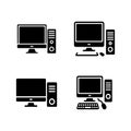 Desktop Computer Collection Office Solid Icons Royalty Free Stock Photo