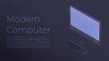 Desktop computer device. Modern web template of isometric computer. Royalty Free Stock Photo