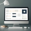 A desktop computer displaying a user interface design tool with various UI elements Royalty Free Stock Photo