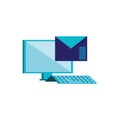 Desktop computer with envelope mail isolated icon Royalty Free Stock Photo