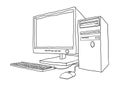 desktop computer hand drawn line art painting cute illustration2