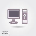 Desktop Computer Icon in flat style isolated on grey background. Royalty Free Stock Photo