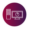 Desktop computer icon. Monitor screen graph. Analytics data Vector system. Server tower component. Royalty Free Stock Photo