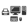 Desktop Computer Icon on White Background. Vector Royalty Free Stock Photo