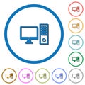 Desktop computer icons with shadows and outlines Royalty Free Stock Photo