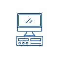 Desktop computer line icon concept. Desktop computer flat  vector symbol, sign, outline illustration. Royalty Free Stock Photo