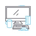 desktop computer line icon, outline symbol, vector illustration, concept sign Royalty Free Stock Photo