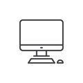 Desktop computer line icon, outline vector sign, linear style pictogram isolated on white. Royalty Free Stock Photo