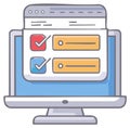 Desktop computer monitor displaying a web page with a completed online form or checklist Royalty Free Stock Photo