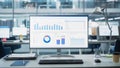 Desktop Computer Monitor with Finance Statistical Data Software and Progressive User Interface Sta Royalty Free Stock Photo