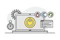 Desktop Computer Monitor with Reset and Sleeping Mode Button as Programmed Machine for Operation Vector Illustration