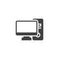 Desktop computer and monitor vector icon Royalty Free Stock Photo