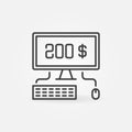 Desktop Computer with Online Banking linear vector icon Royalty Free Stock Photo