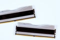 Desktop computer 288-Pin SDRAM DDR5 memory modules on a white background Royalty Free Stock Photo