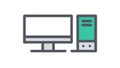 Desktop computer and server, representing computing and data, vector design Generative AI Royalty Free Stock Photo