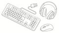 Desktop Computer Setup with Keyboard & Mouse, vector design Generative AI Royalty Free Stock Photo