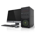 Desktop Computer Setup with Monitor, Keyboard, and Tower Royalty Free Stock Photo