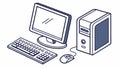 Desktop Computer Setup, Office Work and Digital Tasks, vector design Generative AI Royalty Free Stock Photo