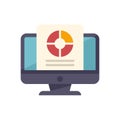 Desktop computer displaying pie chart analysis results Royalty Free Stock Photo