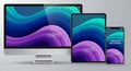 A desktop computer, tablet, and smartphone Royalty Free Stock Photo