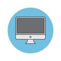 Desktop computer thin line icon, lcd screen filled outline vector logo illustration, linear colorful pictogram isolated on white