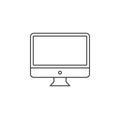 Desktop computer thin line icon, lcd screen outline vector logo
