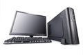 Desktop computer in wide angle perspective isolated with clipping path Royalty Free Stock Photo