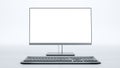 Desktop computer with wireless keyboard, Blank screen display computer pc with black keyboard, Royalty Free Stock Photo