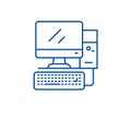 Desktop computer, workstation line icon concept. Desktop computer, workstation flat vector symbol, sign, outline Royalty Free Stock Photo